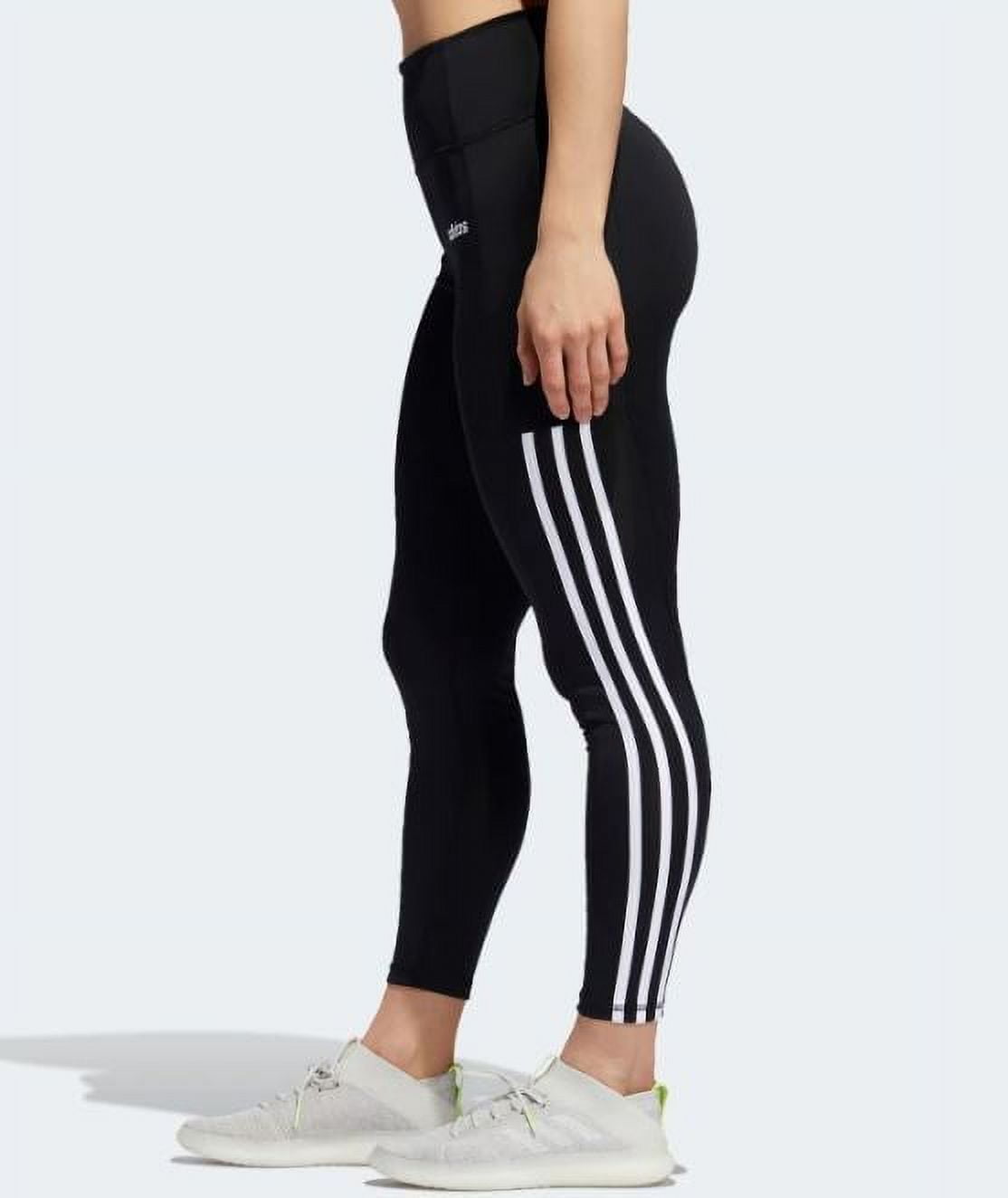 Adidas Women's 7/8 3 Stripe High Waist Active Tight Leggings, Black/White,  Large