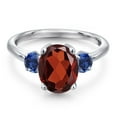 thumbnail image 3 of Gem Stone King 3.30 Ct Oval Red Garnet Blue Created Sapphire 925 Sterling Silver Ring, 3 of 6