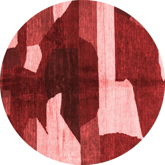Ahgly Company Indoor Round Abstract Red Modern Area Rugs, 5' Round