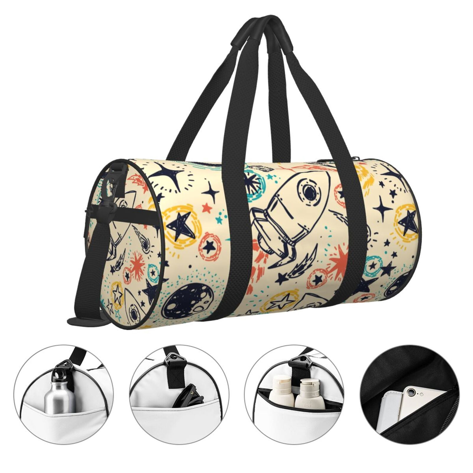 Vsdgher Rockets 45L Foldable Duffel Bag, Sports Gym Bag,Overnight Bag, Portable Weekender Bag for Airplanes