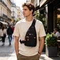 thumbnail image 4 of Bolsa de nylon resistente al agua para hombres y mujeres, mochila cruzada de pecho con múltiples bolsillos, correa ajustable, mochila ligera para viajes y actividades al aire libre, 4 of 6