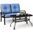 thumbnail image 3 of Gymax Ensemble de 2 Pcs pour Extérieur Causeuse et Table Ensemble de Mobilier de Patio avec Coussins Cour Jardin, 3 of 6