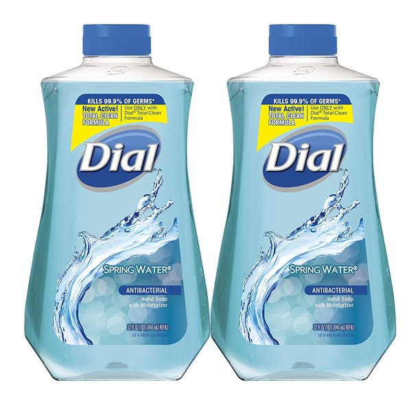 Dial Antibacterial Liquid Hand Soap Refill, Spring Water, 32 Fl oz, 2