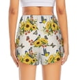 thumbnail image 3 of Picia Bird Sunflowers Pattern Women's 2 in 1 Athletic Running Shorts High Waisted Workout Casual Gym Sweat Shorts with Comfy Liner Zipper Pockets-, 3 of 9