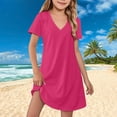 thumbnail image 3 of Efsteb Summer Dress for Girls Casual Short Sleeve Sundress Soft Cute Loose Comfy Dresses (Hot Pink,9 Years), 3 of 8