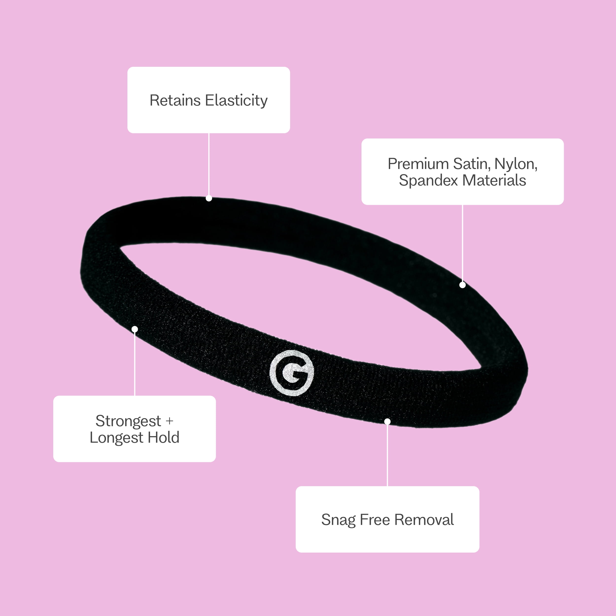 Gimme Beauty Seamless Hair Ties for Extra Fine Hair, Ponytail Holder, Black, 20 Count