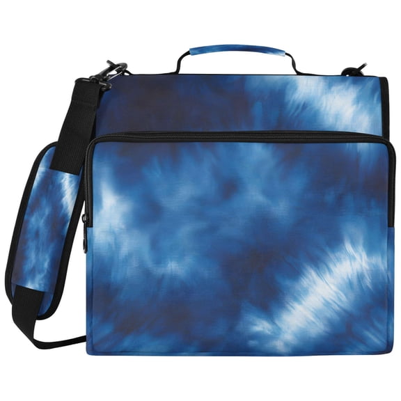 ALAZA Zipper Binder Tie Dye Blue Pattern 2 inch 3 Ring 500 Sheet Capacity Trapper Keeper File Folder Organizer Bag