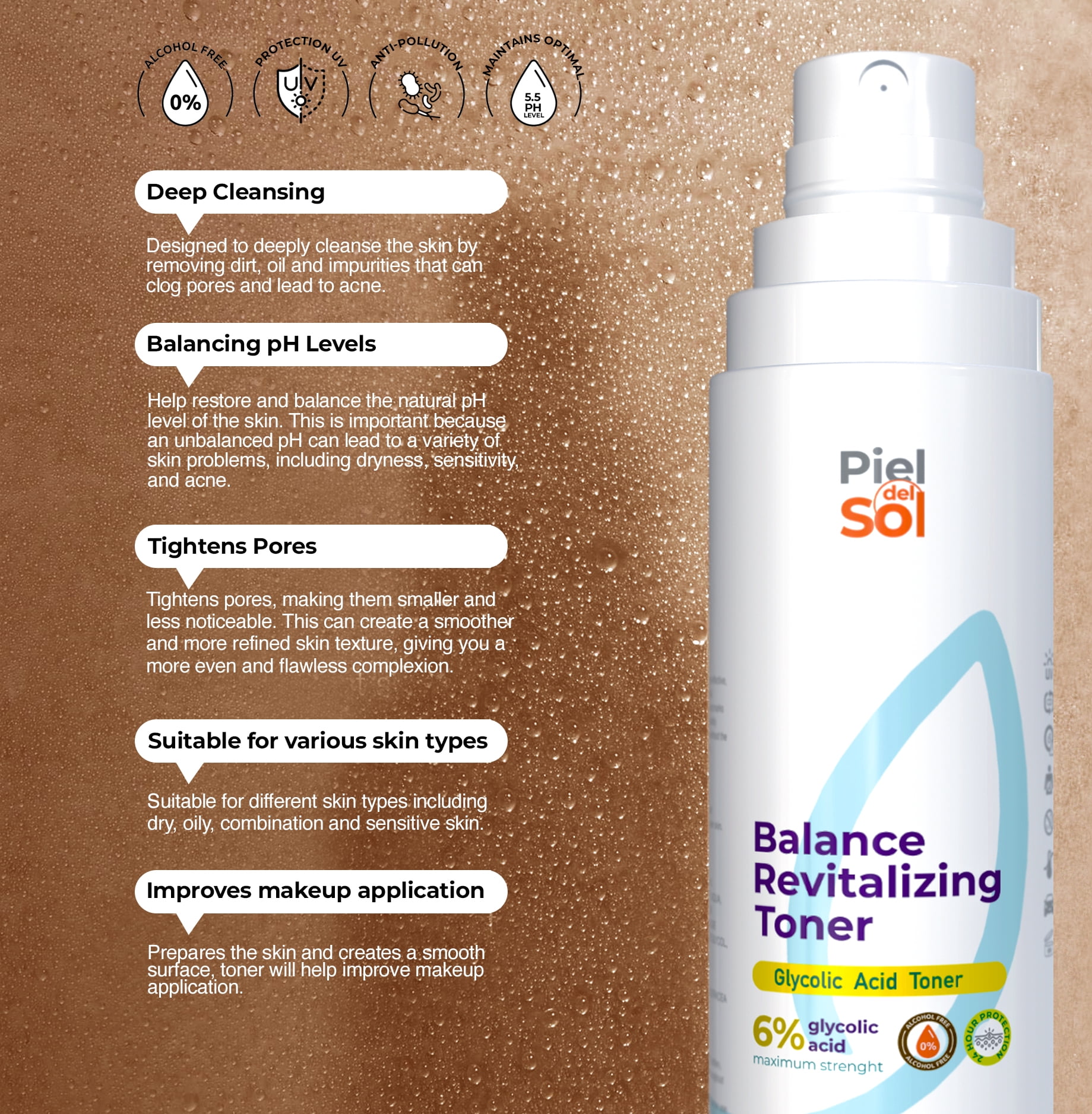 Piel del Sol Ultimate Acne and Skin Care Set with Cleanser, Toner, and Cream, Fragrance-Free, Alcohol-Free, 3 Piece Set