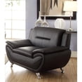 thumbnail image 3 of Home Square 3-Pcs Modern Faux Leather Living Room Furniture Set, Black, 3 of 7