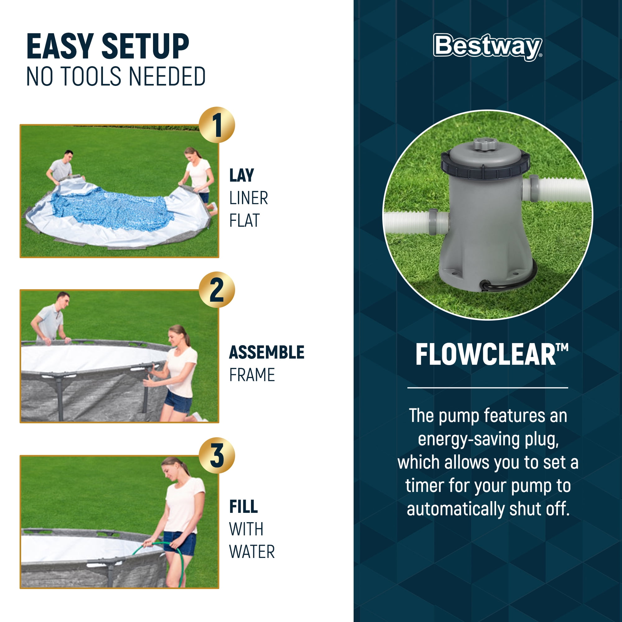 Bestway Steel Pro MAX 10' x 30" Metal Frame Above Ground Pool Set w/ Filter Pump