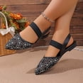 thumbnail image 5 of Purcolt Womens Floral Embroidery Mesh Slingback Flats Dressy Casual Pointed Toe Slip On Ballet Shoes Comfort Soft Sole Dress Shoes with Elastic Ankle Strap, 5 of 9