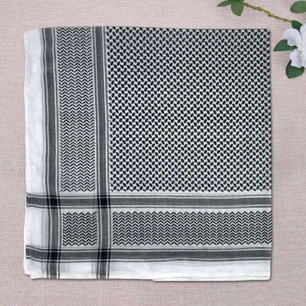 Hombres adultos Bufanda de cabeza árabe Algodón Shemagh Scarf Jacquard Shemagh Desert Buff 125x125/140x140cm Accesorios de disfraces árabes