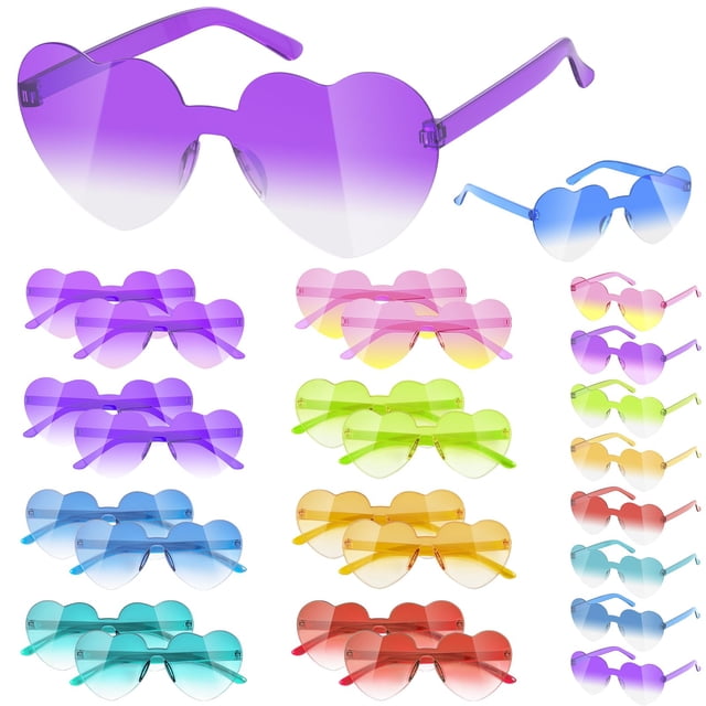 Gafas de sol con forma de corazón Nylytek para niños de 3 a 12 años (paquete de 16)