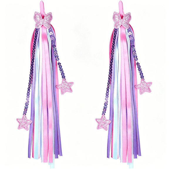 LADYGYM 1 Pair Kids Bicycle Handlebar Streamers,Bicycle Tassel for Girls,Bike Streamers for Girl,Colorful Ribbons Scooter Handlebar Decorations for Girls and Boys,Kids Bike Accessories