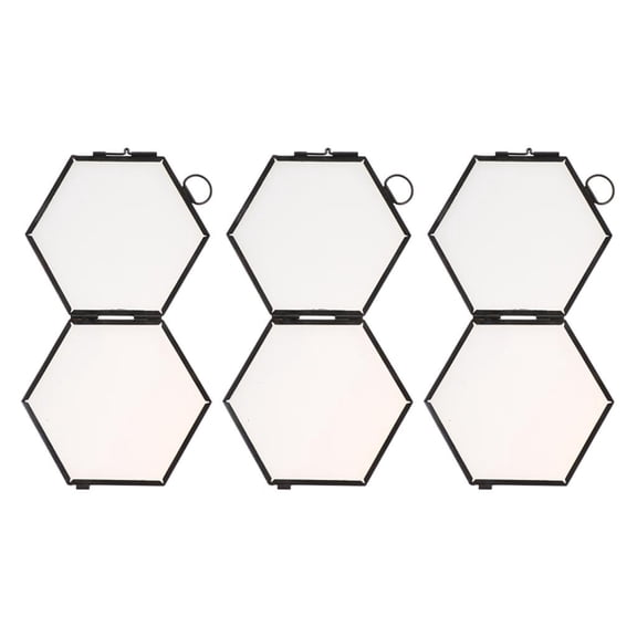 3x Modern Geometric Hanging Photo Display Picture Keepsake Black