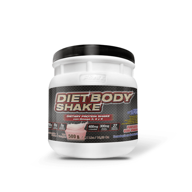 Diet Body Shake 500gr: Malteada Dietética Sabor Fresas con crema F&nt F&nt