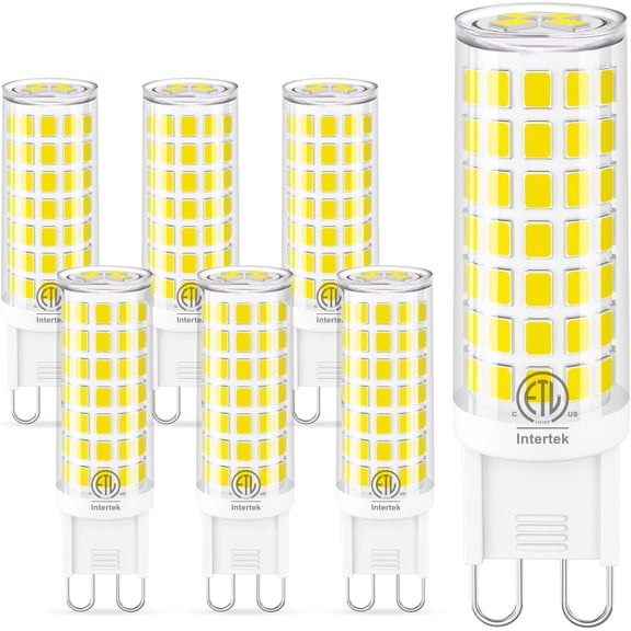 G9 LED Light Bulbs 6W (60W Equivalent), 4000K Natural White, 600 Lumens, Non-Dimmable G9 Bi-Pin Base Bulb for Chandeliers and Ceiling Lights, 6 Pack