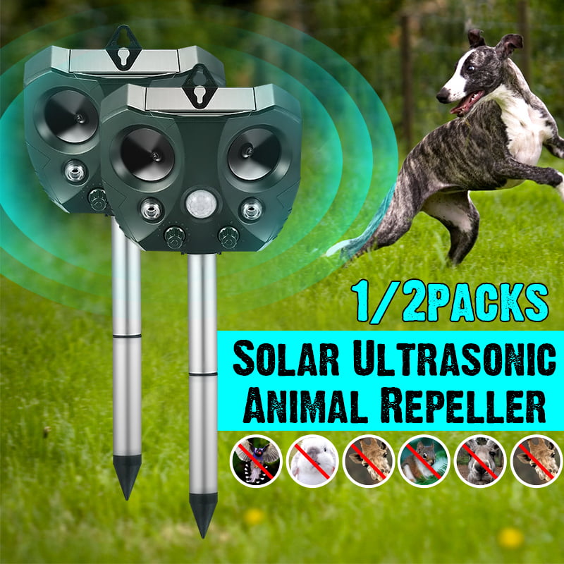 2Pack Ultrasonic Animal Solar Repeller Outdoor Pest Control Motion Sensor Dog 