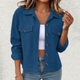 thumbnail image 2 of MaFYtyTPR Women's Corduroy Jacket Lapel Collar Button Front Pockets Cropped Casual Coat for Fall Daily Wear, 2 of 5