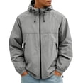 thumbnail image 2 of GrmtClth Men's Hooded Windbreaker Jacket, Lightweight Full Zip Up Rain Jacket with Pockets, Water-Resistant Casual Outerwear Sun Protection Clothing Gray 3XL, 2 of 5