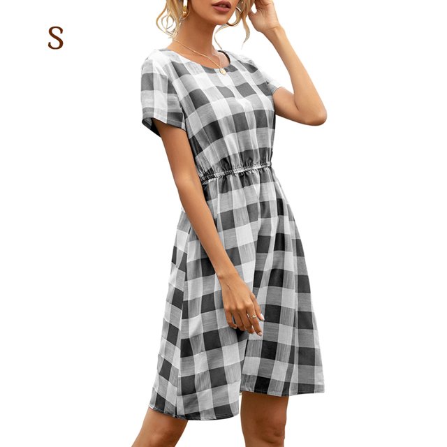 Vestido con cuello en V, rejilla, vestido sexy, manga corta, ropa de verano para mujer, S, blanco y negro Scienceny AP001223-21