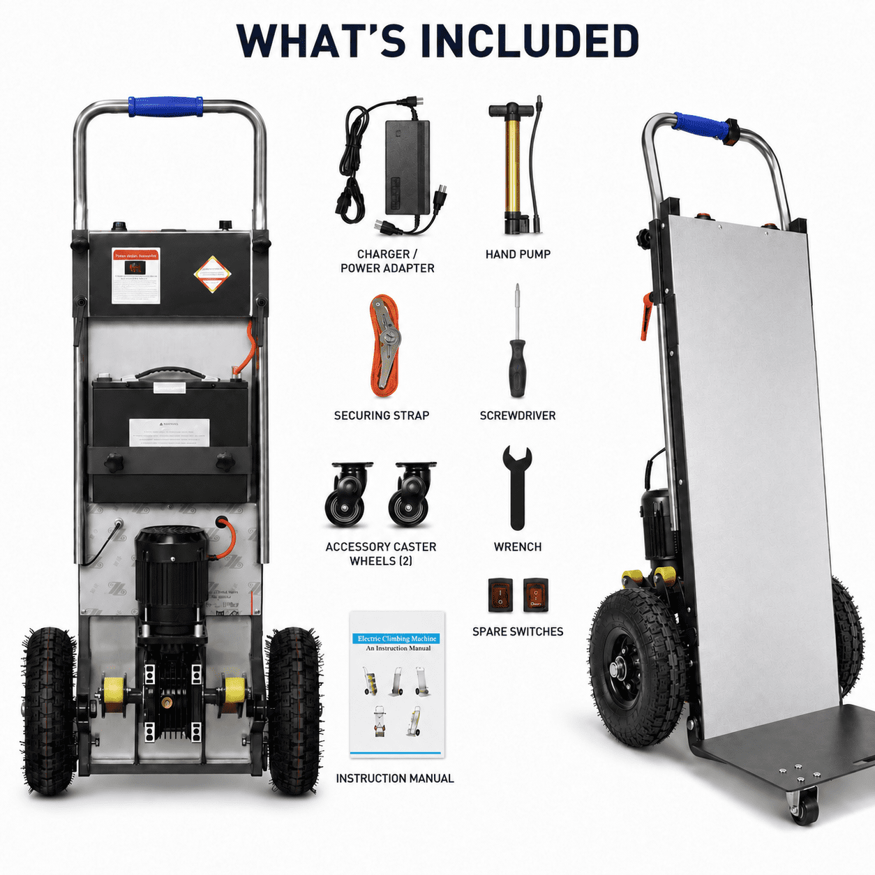 RXFSP 880 lb Capacity Electric Stair Climbing Hand Truck, Heavy Duty Motorized Stair Climber Dolly Cart for Straight & Curved Stairs, Powered Moving Cart for Appliances, Furniture & Heavy Loads