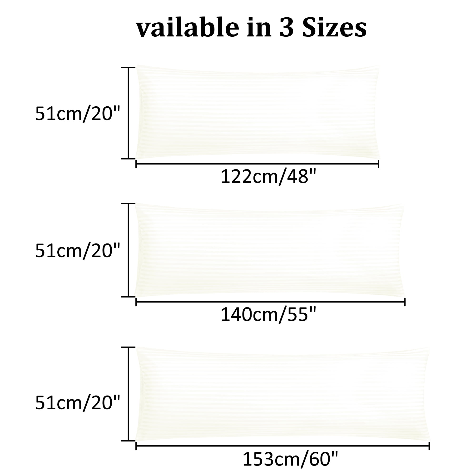 Unique Bargains Microfiber Body Striped Pillowcase Soft Beige 20x55 Inch