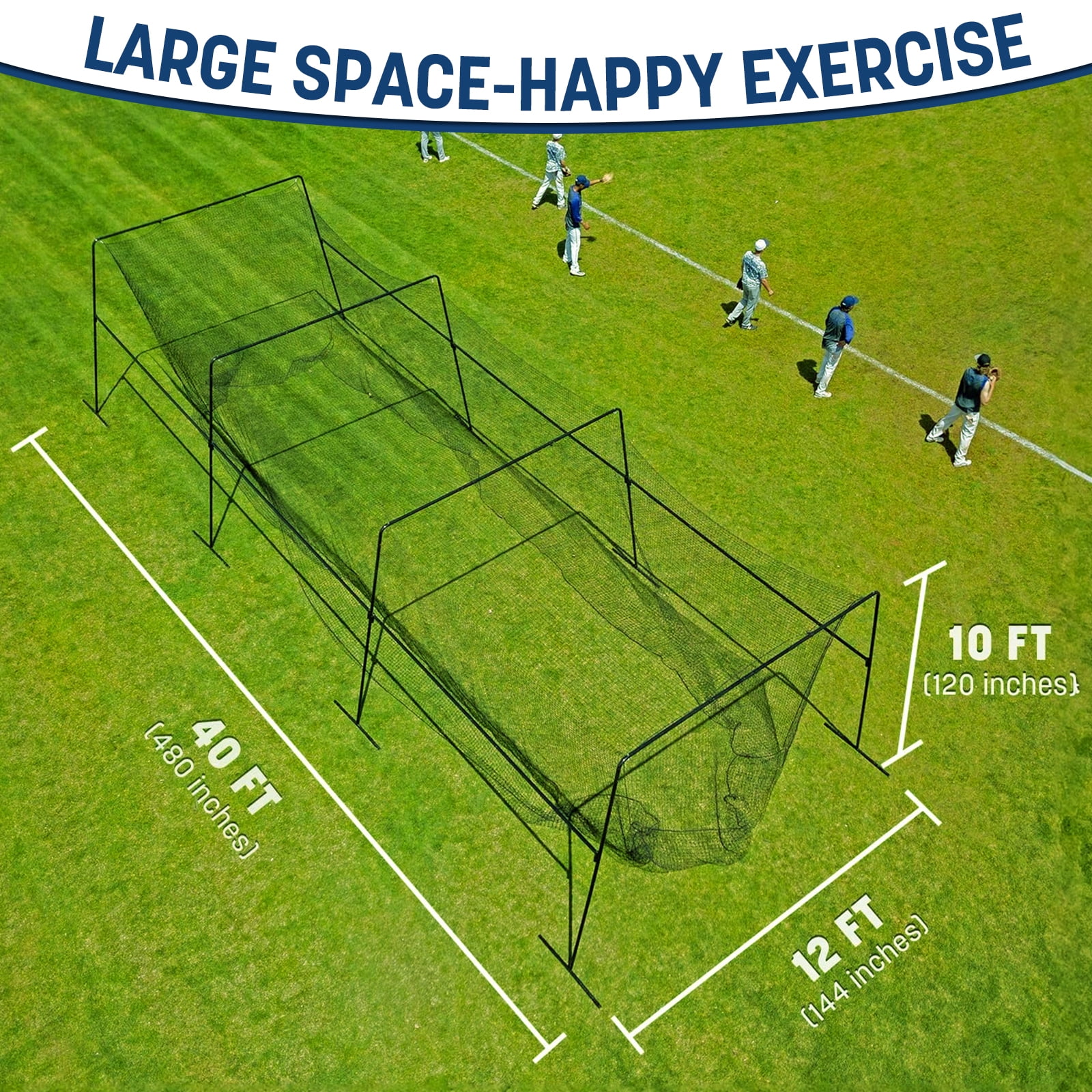 Collapsible 40ft Professional Batting Cage, Heavy-Duty Steel Frame & UV Net for Baseball & Softball, Indoor/Outdoor Use