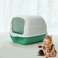 thumbnail image 5 of Foldable Cat Litter Box, Fully Enclosed Litter Box with Lid, Covered Kitty Kitten Litter Boxes Enclosure with Scoop, Odor Control, Easy to Clean, 3 Modes for Cat up to 12 lbs(Green), 5 of 6