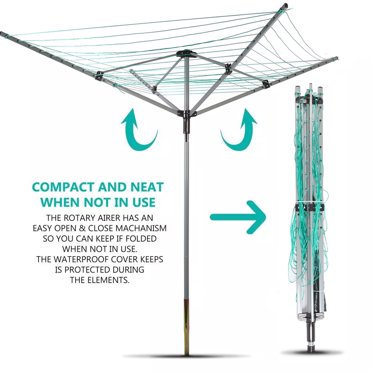 Optimal Products 40/50/60M Rotary Airer – 4 Folding Arm Clothesline Outdoor Drying