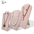 thumbnail image 6 of New Jewelry Display Stand Velvet Pu Pearl Necklace Display Board Pendant Earrings Storage Stand Counter Display white pu L, 6 of 6