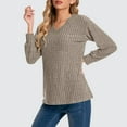 thumbnail image 2 of Yangnuo Womens V-neck Sweaters Womens Comfy Trendy Sweaters Women's Long Sleeved V-neck Groove Brushed Pullover Sweater, 2 of 5