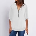 thumbnail image 2 of Zpanxa Casual Zip-Up Top for Women Short Sleeve V-Neck Solid Color Tee Relaxed Fit Everyday Comfort Blouse, 2 of 8