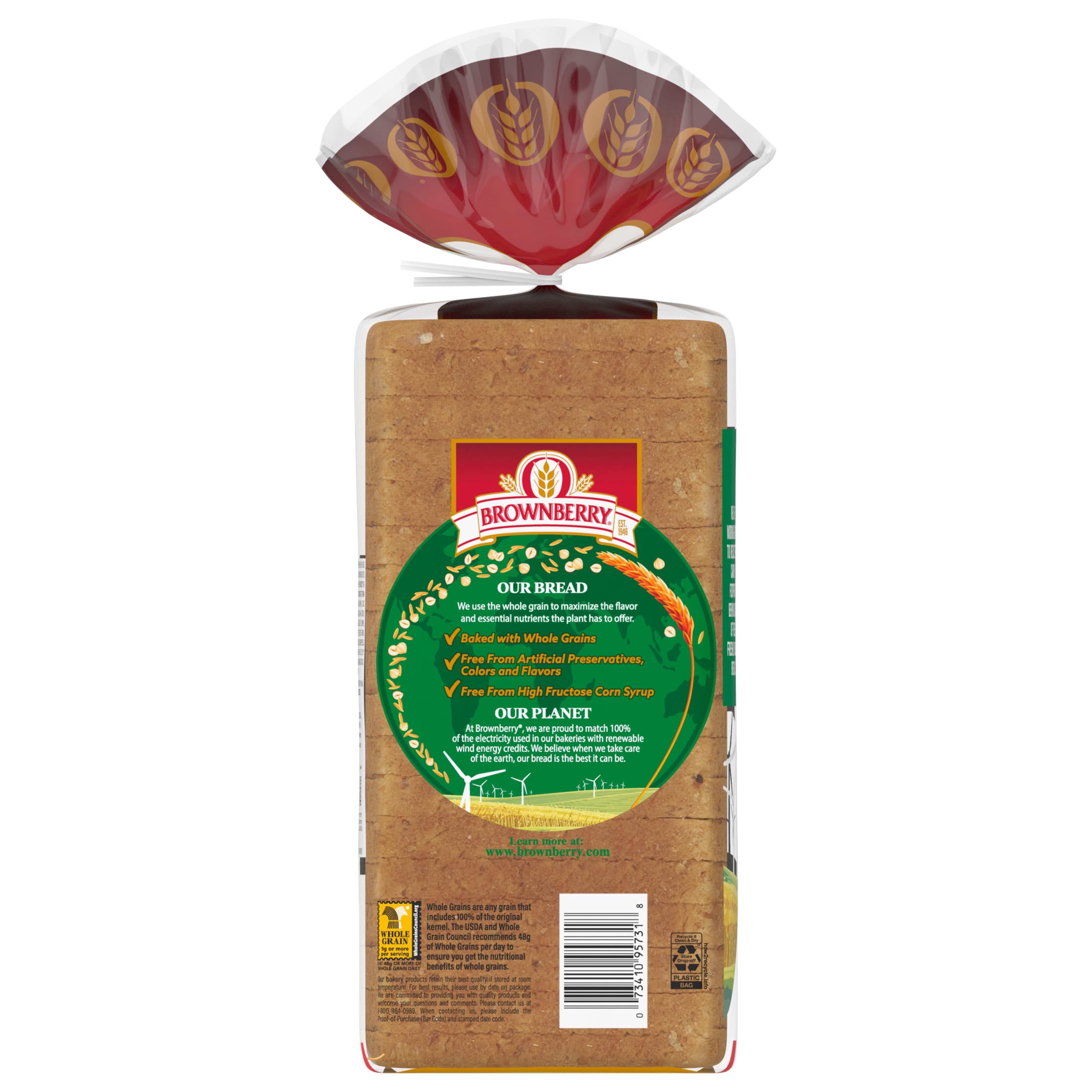 Brownberry Small Slice Oatnut Bread, 18 oz, Oat Bread, Bag