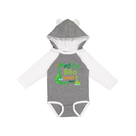 

Inktastic My Big Bro Loves Me Dinosaur Brother Gift Baby Boy Long Sleeve Bodysuit