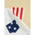 thumbnail image 5 of Independence Day Baby Clothes Star Contrast Color Stripe Print Crew Neck T-Shirts Elastic Waist Shorts 2Pcs Set, 5 of 8