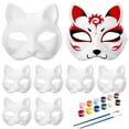 thumbnail image 1 of Máscara Therian Awleynz con forma de gato blanco para pintar, 15 unidades con correa de papel, 1 of 9