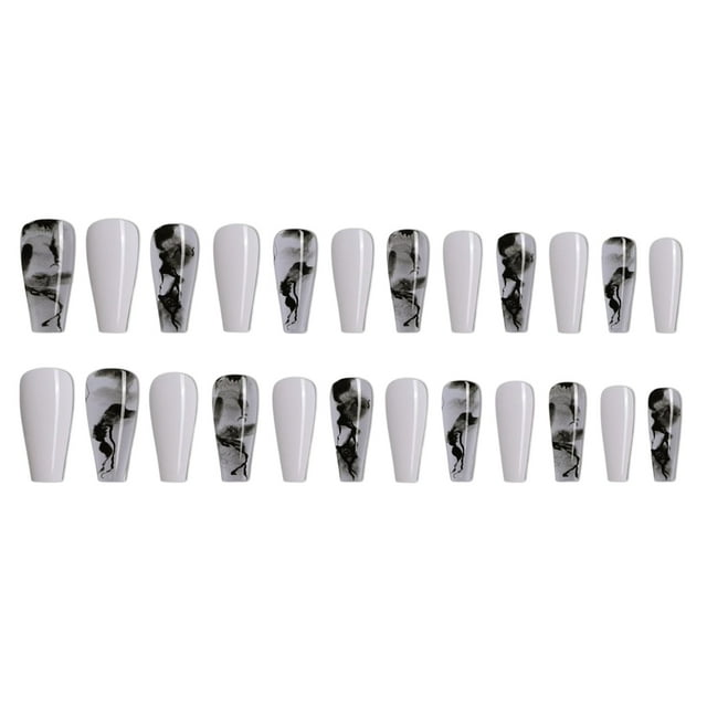ruzhgo Length Coffin Fake Nail Scratch Resistant Press-on Fingernails Removable Trimble Nail Tip Adjustable Manicure Stickers Girls Type 1 Type 39