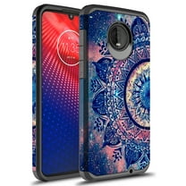 Moto Z4 Case, Moto Z4 Play Case Kaesar Slim Hybrid Dual Layer Shockproof Hard Cover Graphic Fashion Cute Colorful Silicone Skin Cover Armor Case for Moto Z4 Play (Mandala)