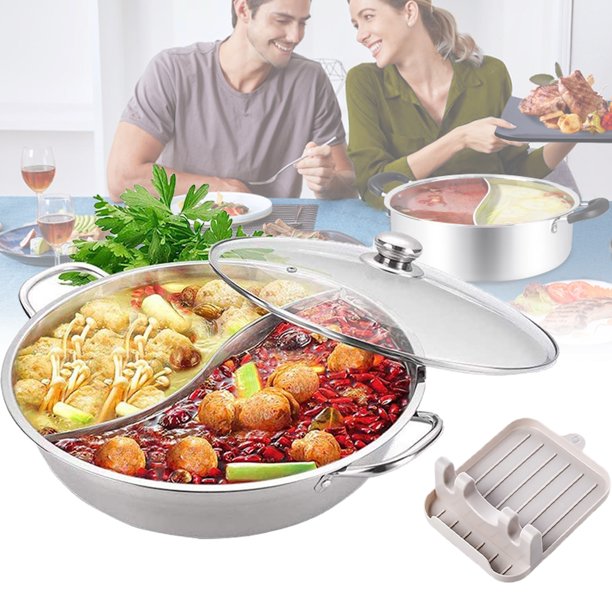 Divided Pot,Hot Pot with Divider for Induction Cooktop Gas Stove (15