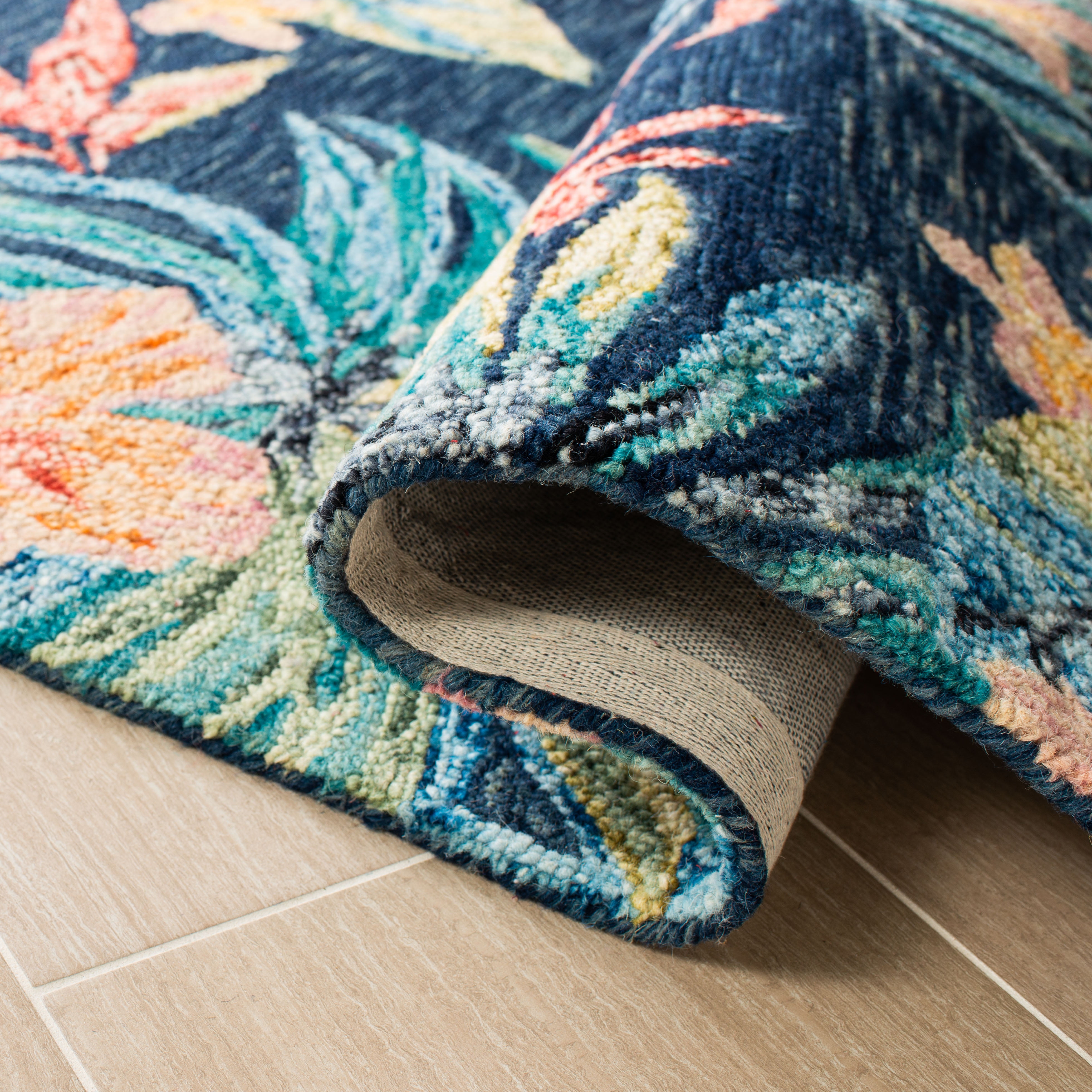 SAFAVIEH Aspen Willoughby Colorful Floral Wool Runner Rug, Blue/Pink, 2'3" x 11'