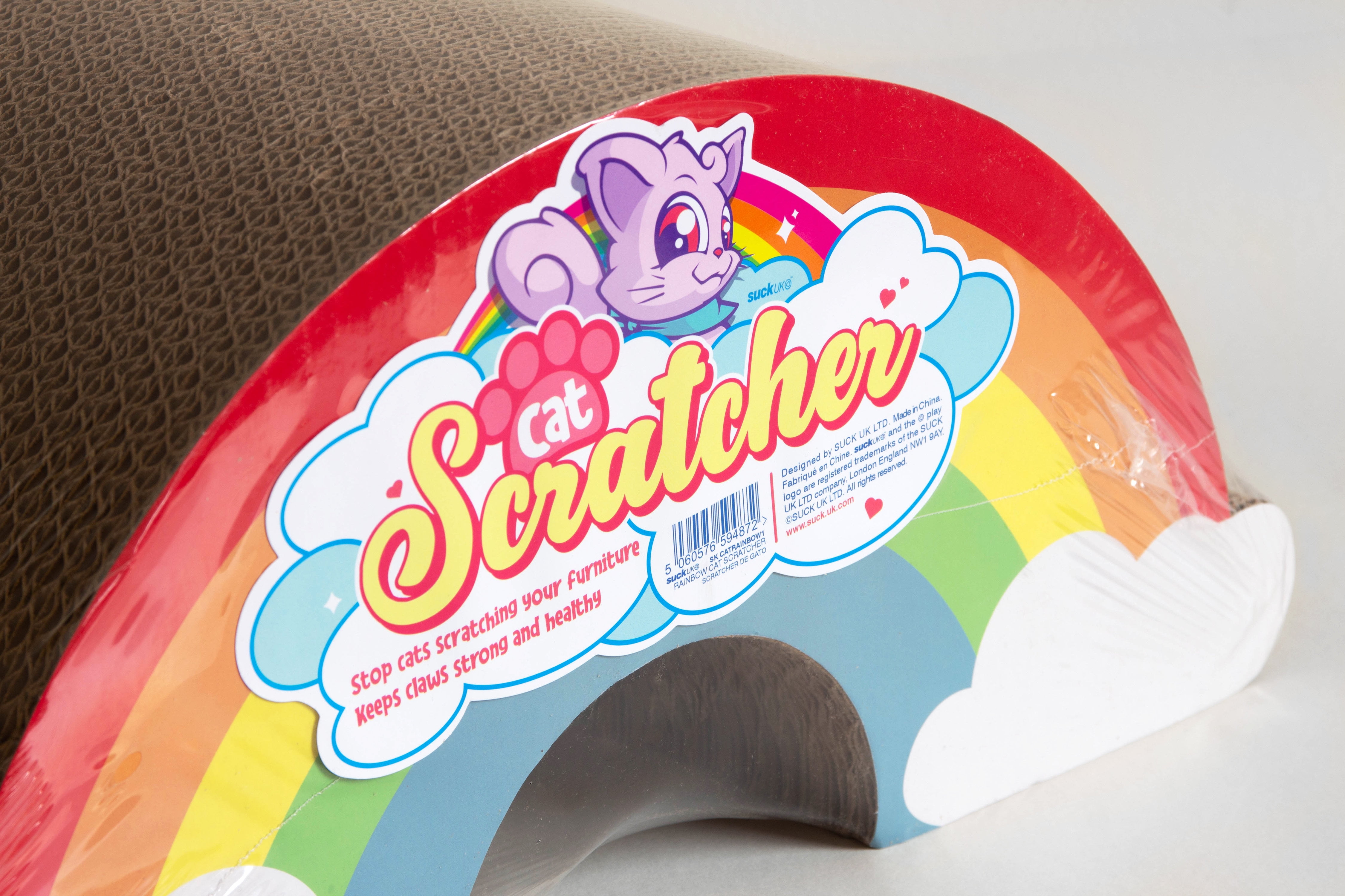 Suck UK | Cat Scratcher Rainbow | Cardboard Cat Scratch Pad | Cat Supplies | Rainbow