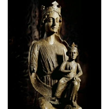 Child Sculpture - Madonna and Child wooden sculpture Poster Print