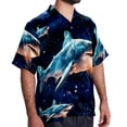 thumbnail image 2 of Starry Shark Men's Short Sleeve Hawaiian Shirt, Casual Printed Button Down Beach Tops, Summer Poplin Spread Collar Unisex Button Down Shirts, 2 of 6