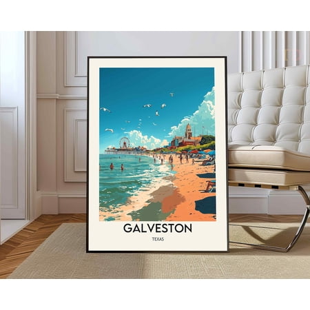 Galveston Texas Coastal City Wall Art Travel Decor Photo Print, Unframed Paper Poster 8x10in