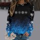 thumbnail image 3 of Gibobby Sudadera de Navidad para mujer Sudadera casual de manga larga con cuello redondo y estampado de de nieve degradado para Mujer(Azul,M), 3 of 4