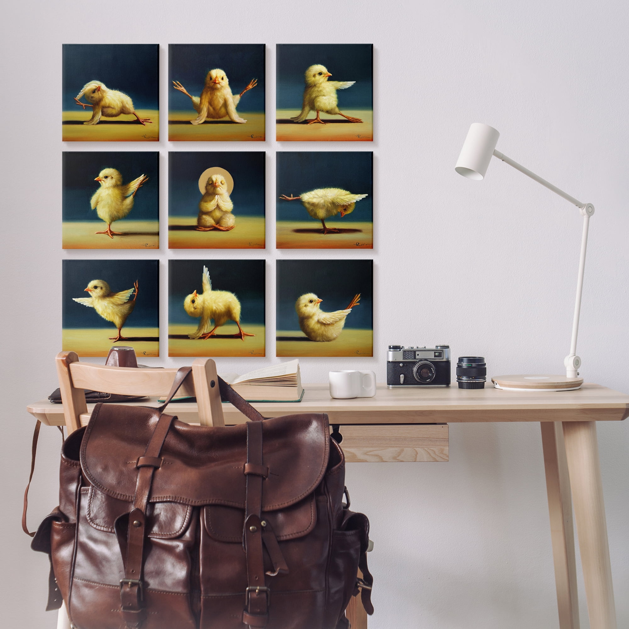 Stupell Industries Yoga Chicks Funny Farm Animals Tranquil Stretching Birds,12 x 12,Design by Lucia Heffernan
