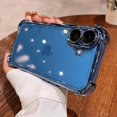 thumbnail image 1 of Luxury Plating Shockproof Transparent Case For iPhone 16 Pro Max 15 Plus 14 13 12 11 XR XS X Hard Acrylic Back Soft Bumper Cover Navy For iPhone 15 Pro, 1 of 6