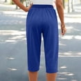 thumbnail image 4 of MLQIDK Royal Blue Crop Capri Pants for Women Trendy Summer Lounge Pants Knee Length High Waisted Plus Size Capris Dressy Casual Crop Capris with Pockets Royal Blue XL, 4 of 5