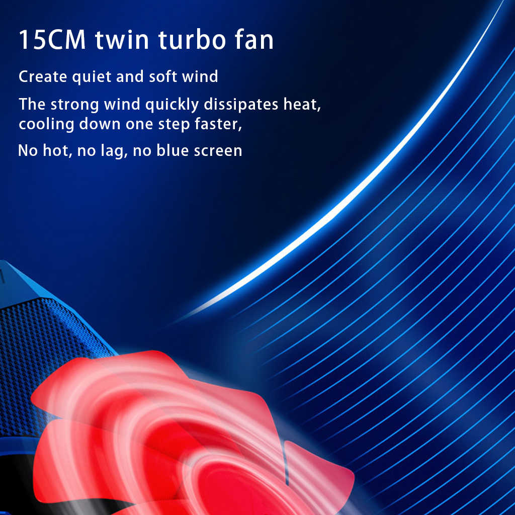 JZROCKER Gaming Laptop Cooler Dual Turbo Fan 7 Heights Adjustment 2 USB Port for 11-18in